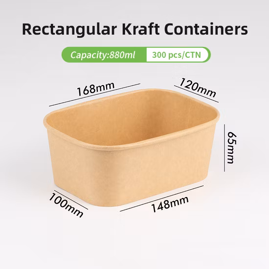 Natural Economy Square Recyclable Disposable Food Paper Bowl