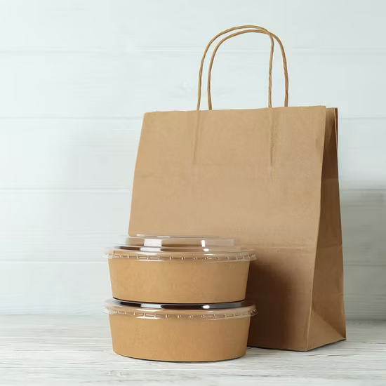 Disposable Take Away Kraft Paper Salad Bowl with Pet Lid Kraft Paper Bowl