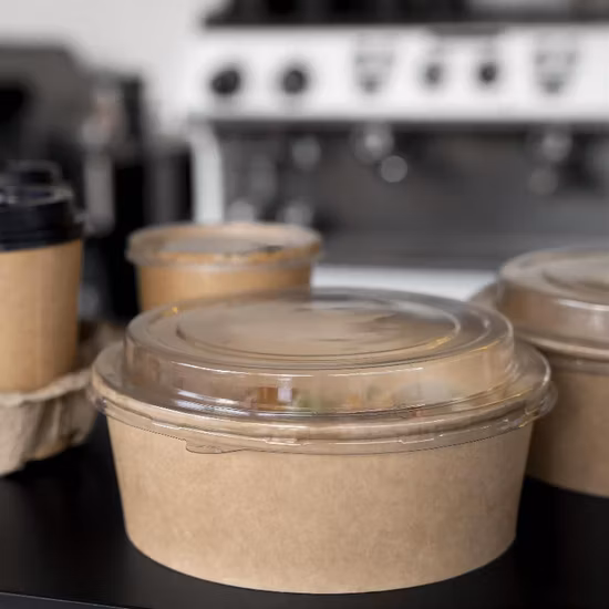 Disposable Take Away Kraft Paper Salad Bowl with Pet Lid Kraft Paper Bowl