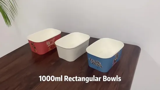 500ml 750ml 1000ml Rectangle Disposable Lunch Box Kraft Paper Bowl