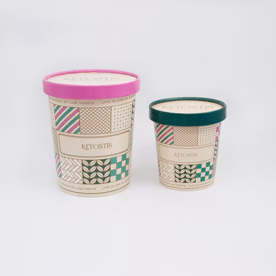 Eco Friendly Biodegrada PE Coating Disposable Frozen Yogurt Paper Ice Cream Cup Bowl with Plastic Paper Lid Free Sample