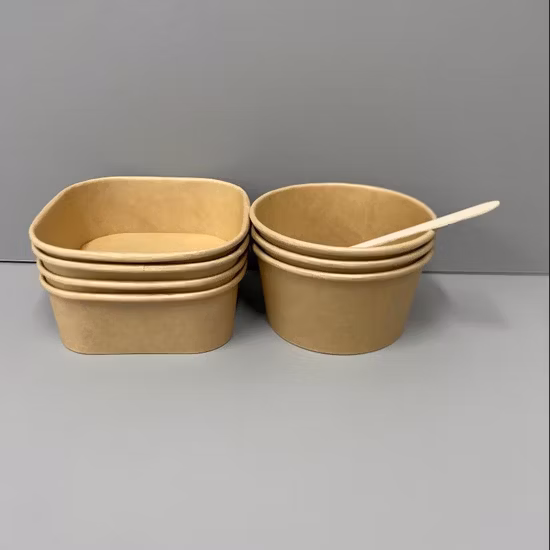 Ciotola per tazza di zuppa di carta Kraft monouso personalizzata per contenitori per alimenti