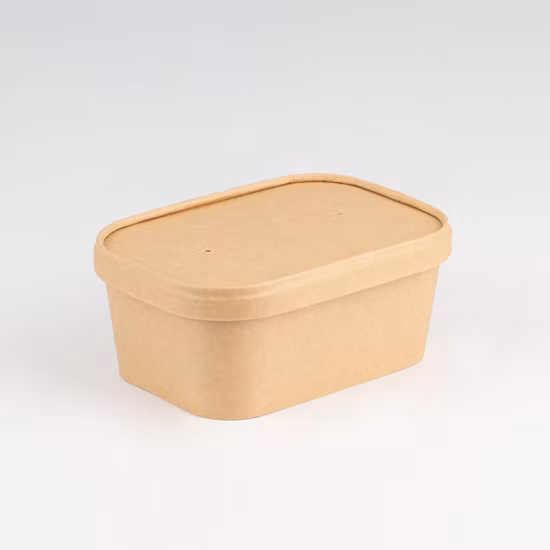 Ciotola di carta per alimenti usa e getta quadrata Natural Economy