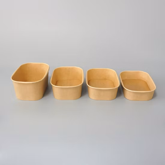 Ciotola di carta kraft usa e getta rettangolare da 500 ml 750 ml 1000 ml